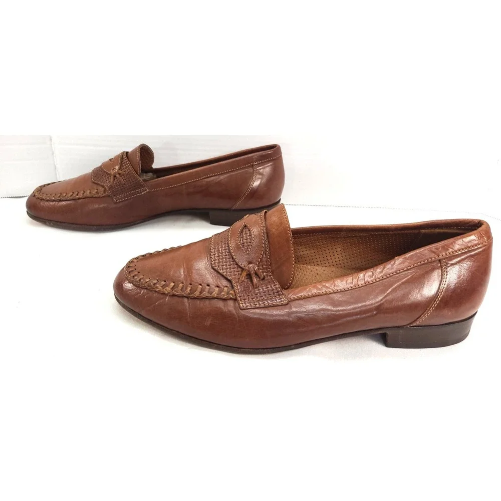 Lavorazione Artigiana Mens Brown  leather Loafer Shoes sz US 10.5 made in Italy